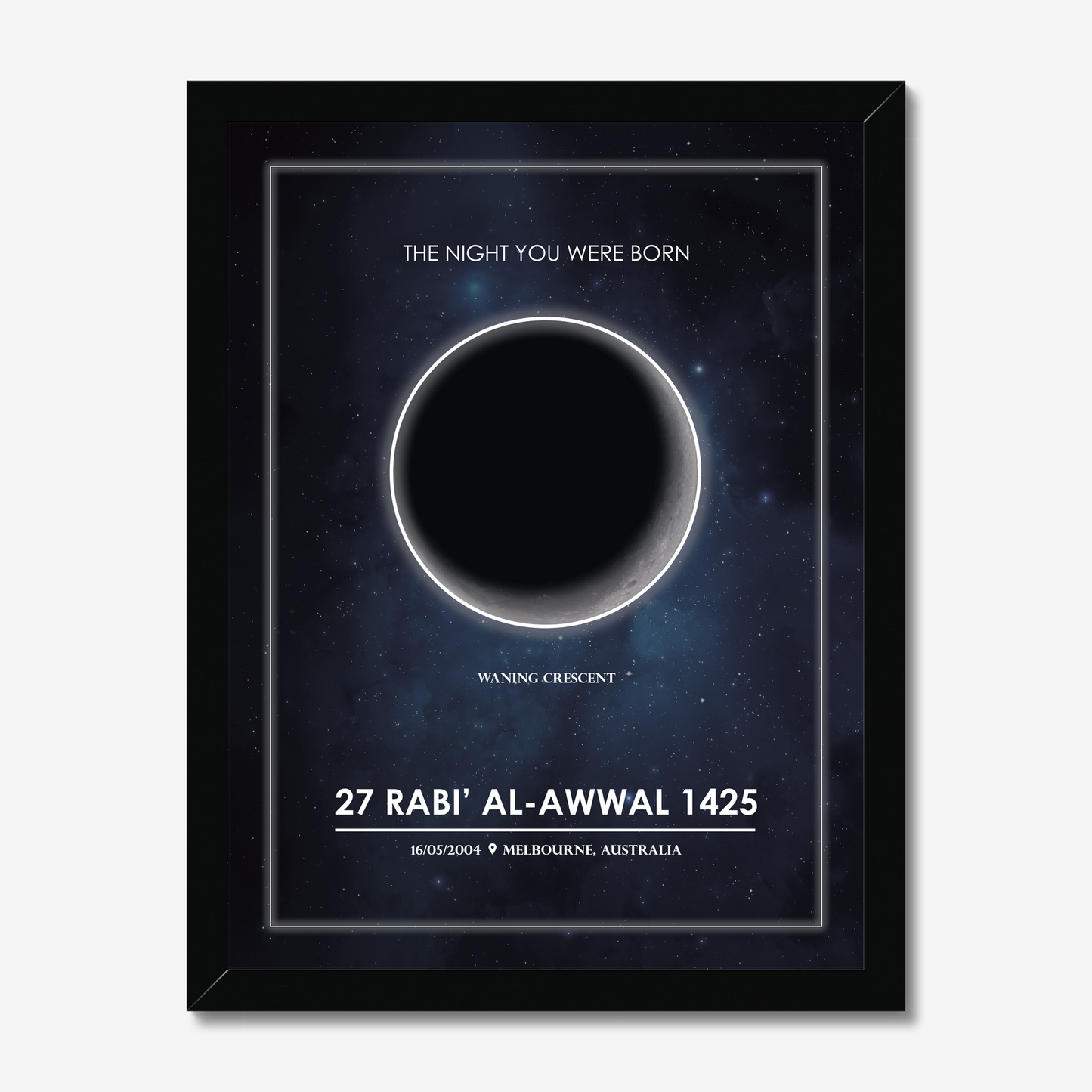 Personalized Moon Phase & Islamic Date - Framed Print