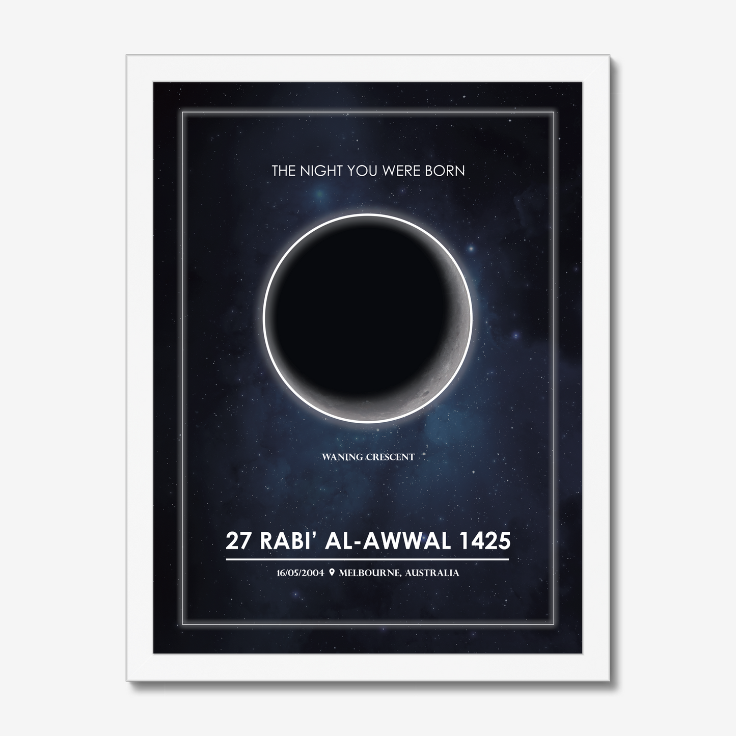 Personalized Moon Phase & Islamic Date - Framed Print